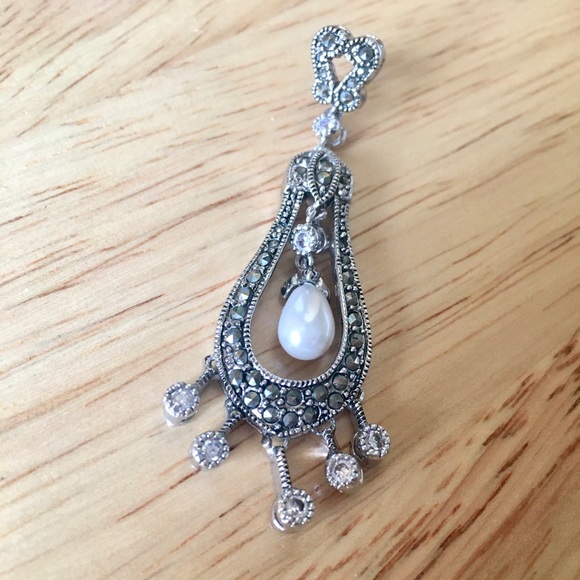 Crystals + Pearl Chandelier Earrings - Picture 6 of 6